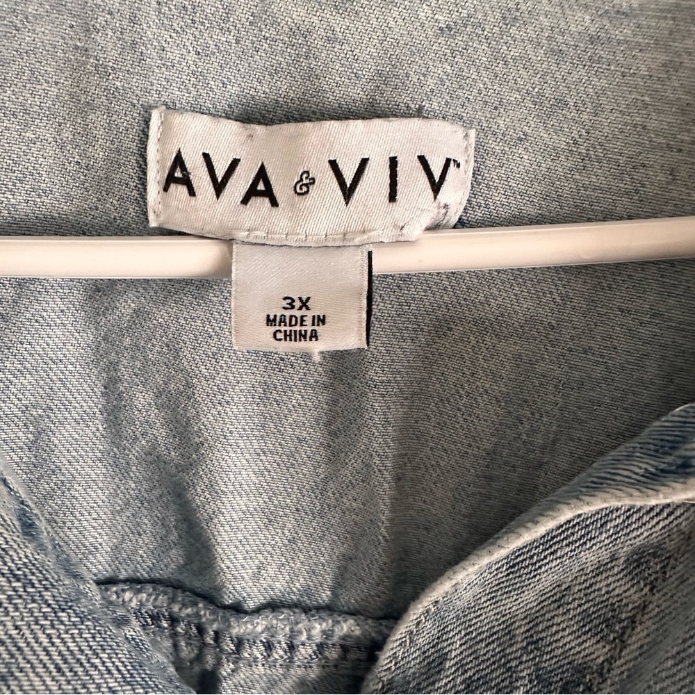Ava & Viv Light Blue Denim Button Up Dress - Picture 3 of 6